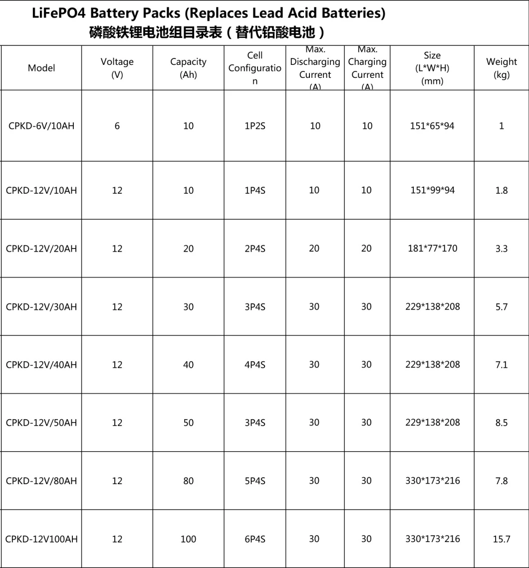 Factory Price Lithium Iron 12V 50ah 100ah LiFePO4 Battery Pack for EV and Solar System