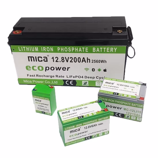 Batteria al litio ricaricabile Factory12V 12V 12.8V 24V 25.6V 20Ah 24Ah 50Ah 200Ah LiFePO4 Batteria per carrello da golf/Luce solare a LED Batteria di accumulo solare solare